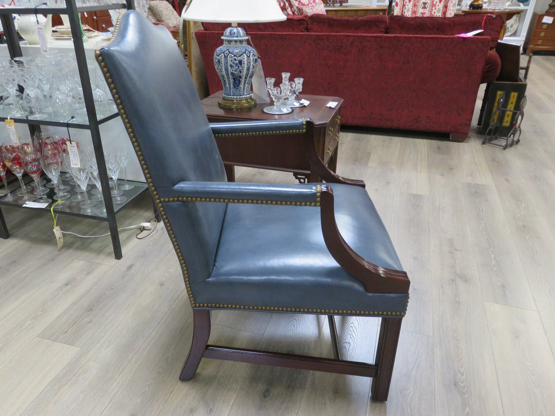Blue Leather Arm Chair