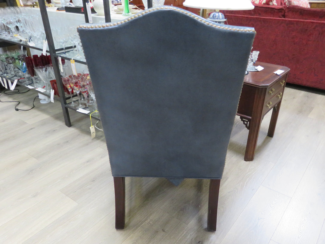 Blue Leather Arm Chair