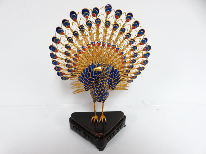 Cloisonné Peacock Figurine