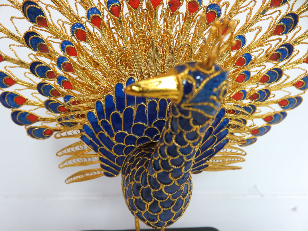 Cloisonné Peacock Figurine