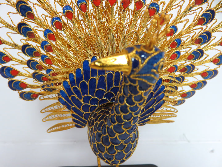 Cloisonné Peacock Figurine