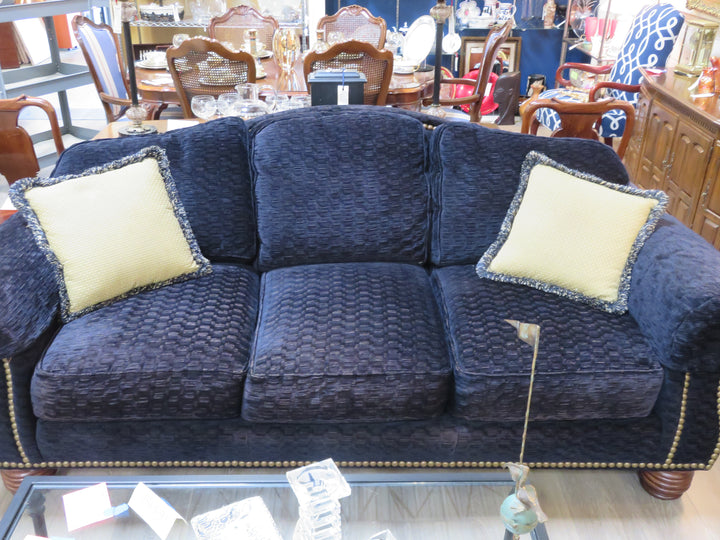 Navy Textured Chenille Sofa