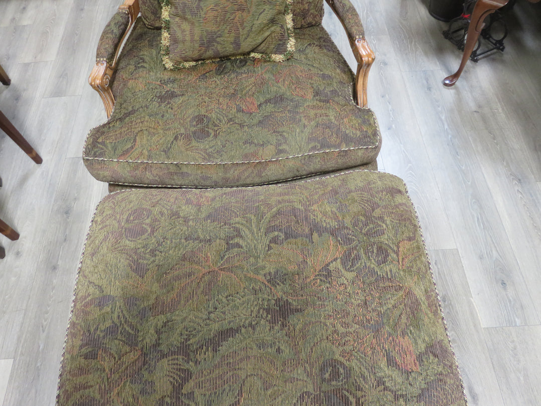 Floral Bergere Arm Chair & Ottoman