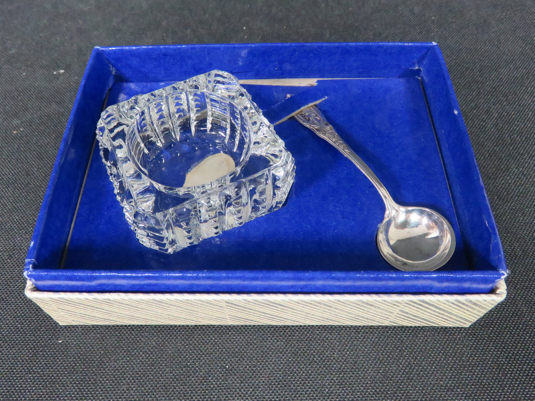 Crystal Salt Cellar with Sterling Spoon
