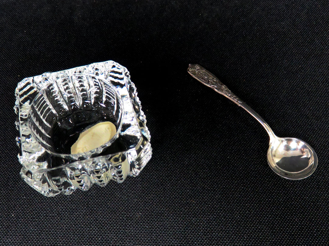 Crystal Salt Cellar with Sterling Spoon