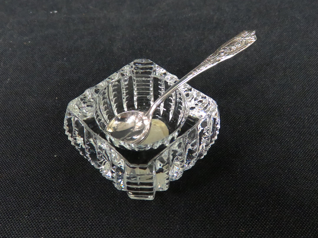 Crystal Salt Cellar with Sterling Spoon