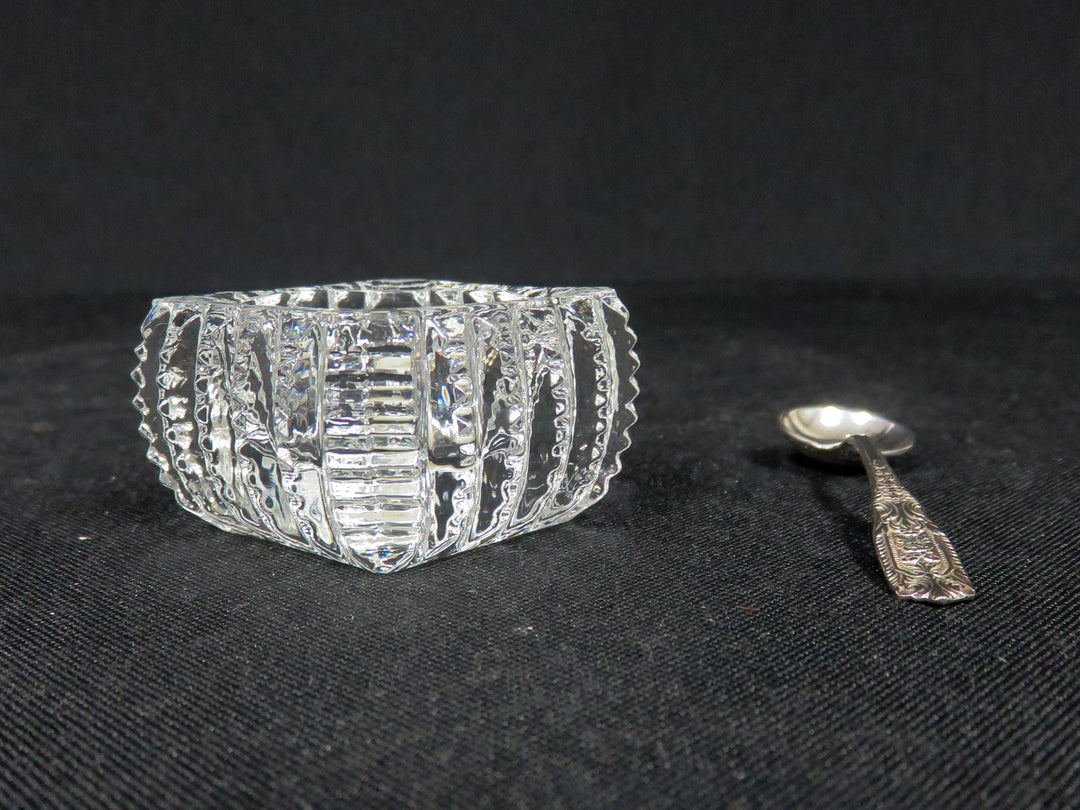 Crystal Salt Cellar with Sterling Spoon