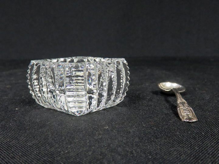 Crystal Salt Cellar with Sterling Spoon