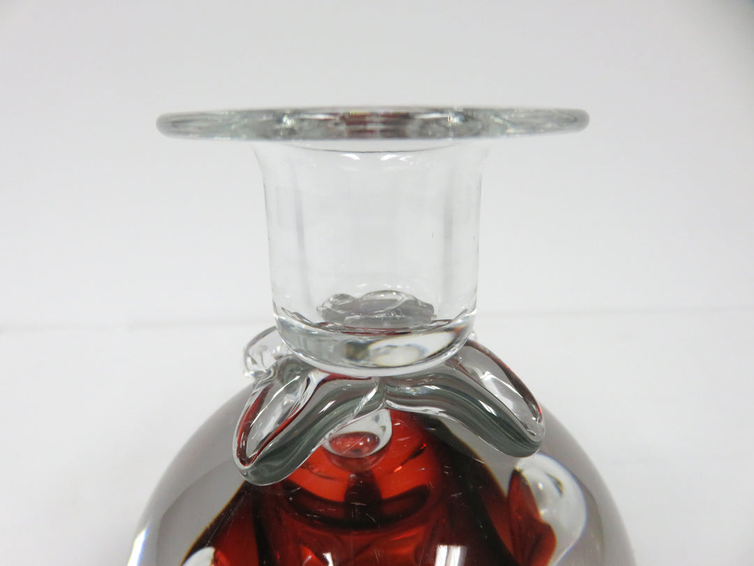 Signed Art Glass Candleholder