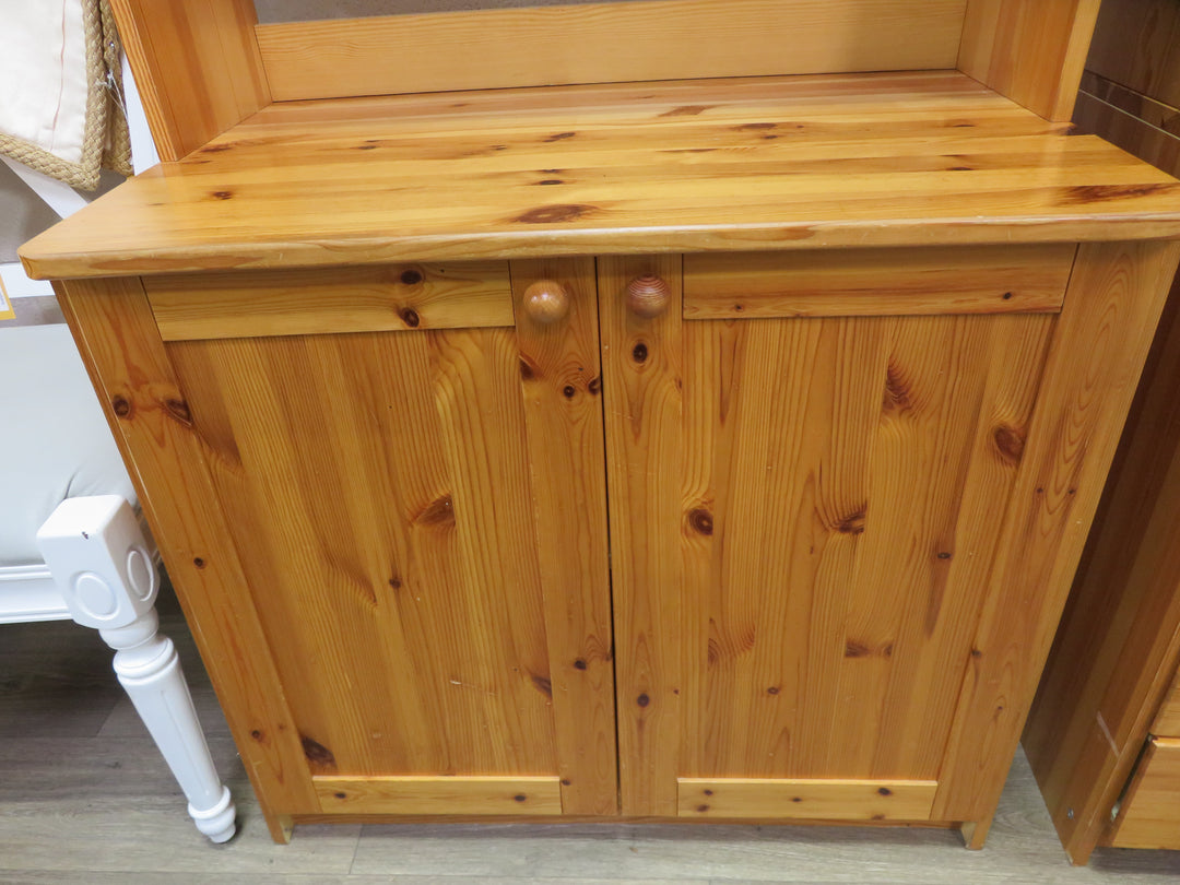Knotty Pine Bookcase on Left