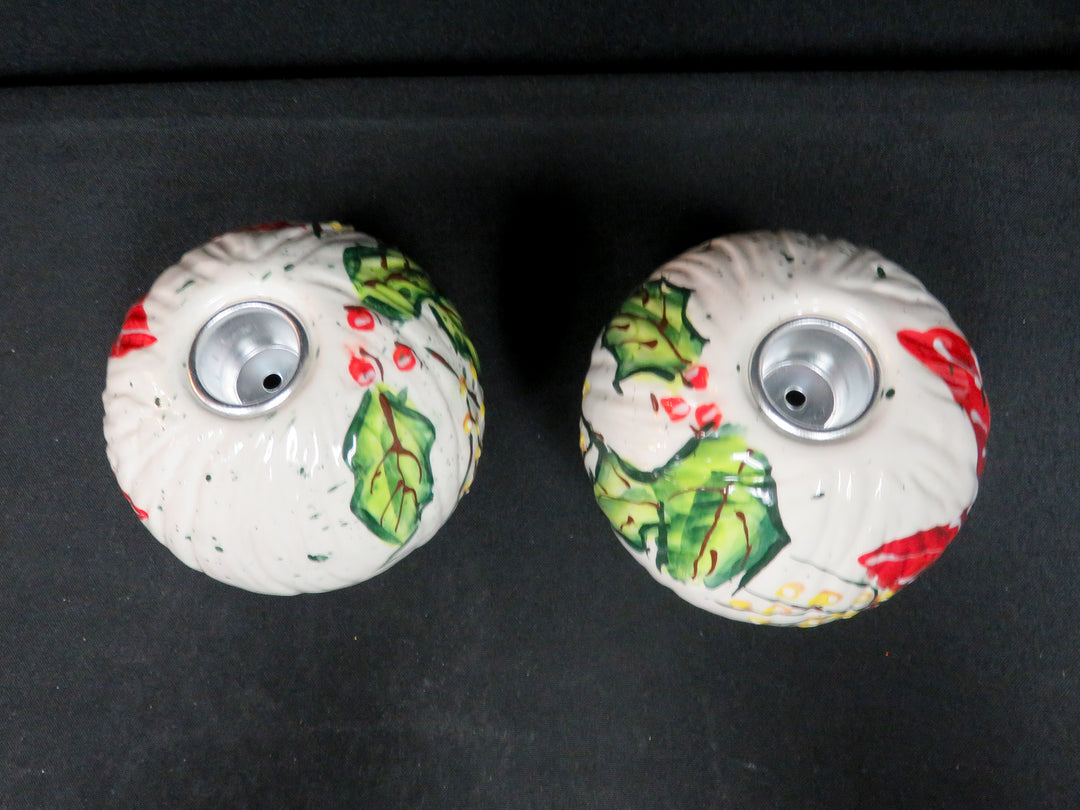 Pair of Poinsettia Candleholders