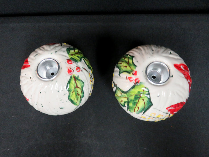Pair of Poinsettia Candleholders