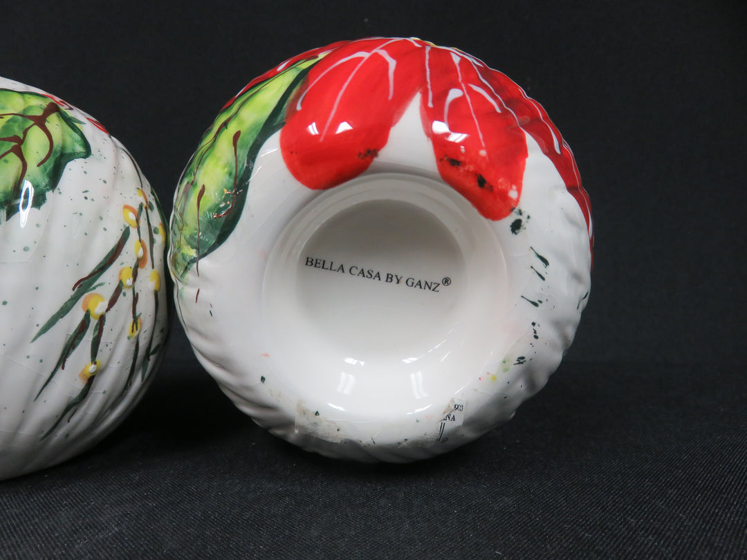 Pair of Poinsettia Candleholders