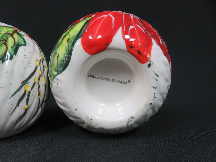 Pair of Poinsettia Candleholders