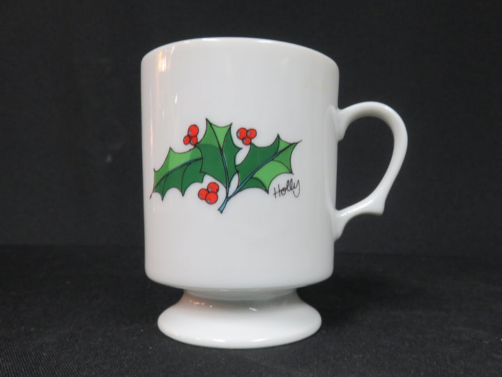 Footed Holly Mugs