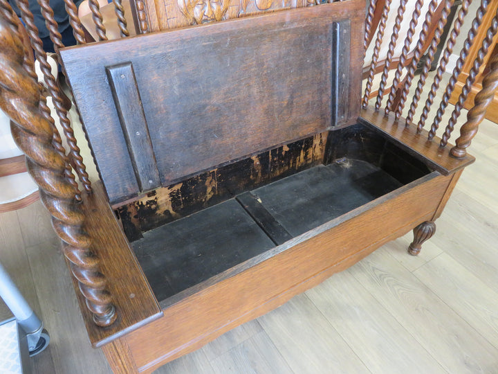 Antique Carved Settle Bench