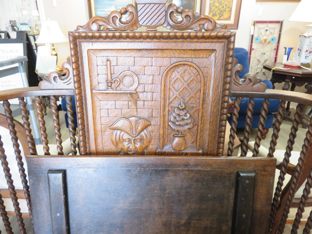 Antique Carved Settle Bench