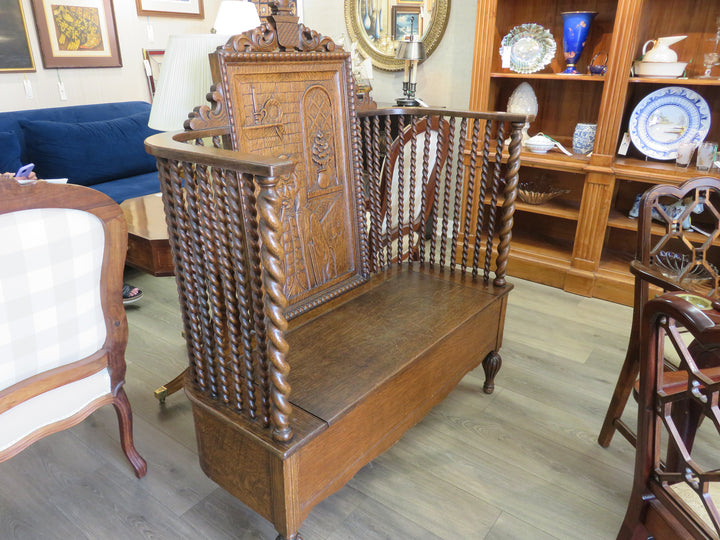 Antique Carved Settle Bench