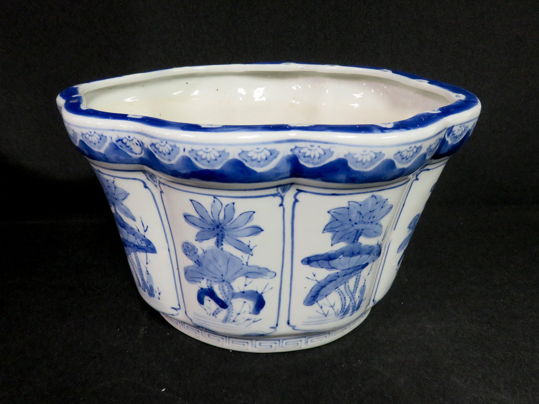 Blue and White Octagonal Planter
