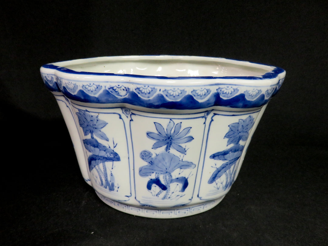 Blue and White Octagonal Planter