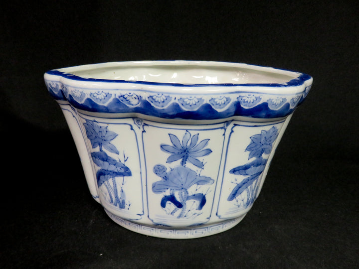 Blue and White Octagonal Planter