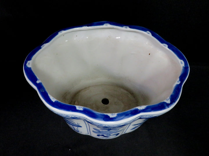 Blue and White Octagonal Planter