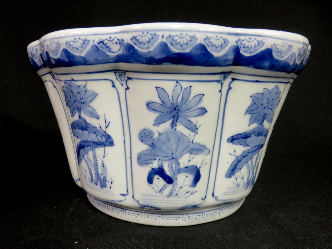 Blue and White Octagonal Planter