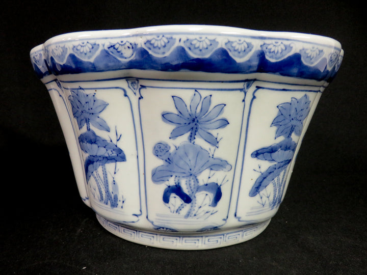Blue and White Octagonal Planter