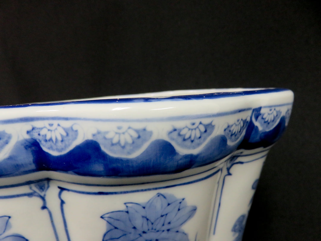Blue and White Octagonal Planter