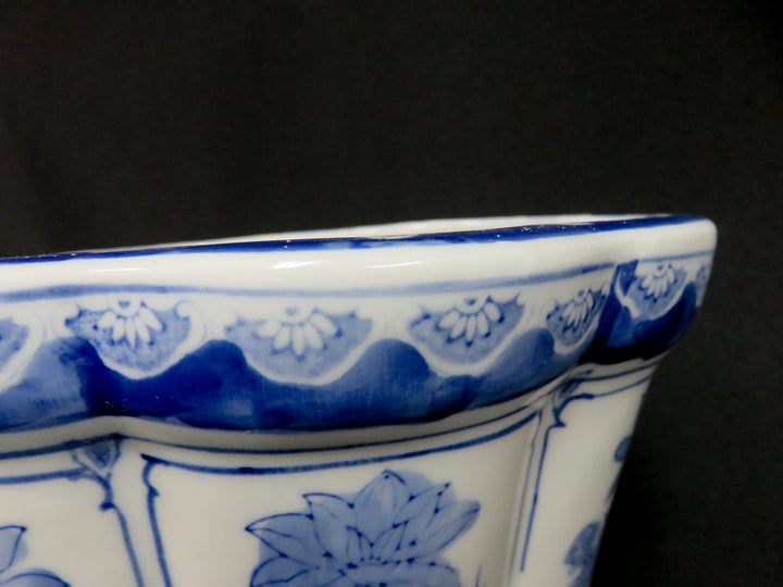 Blue and White Octagonal Planter