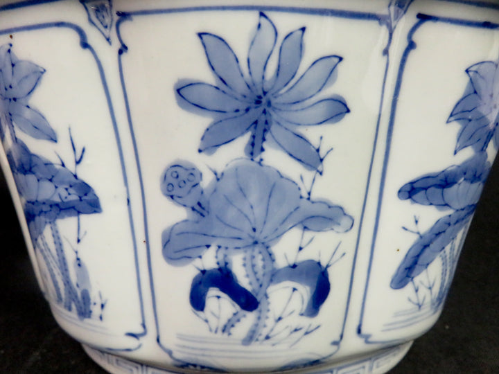 Blue and White Octagonal Planter