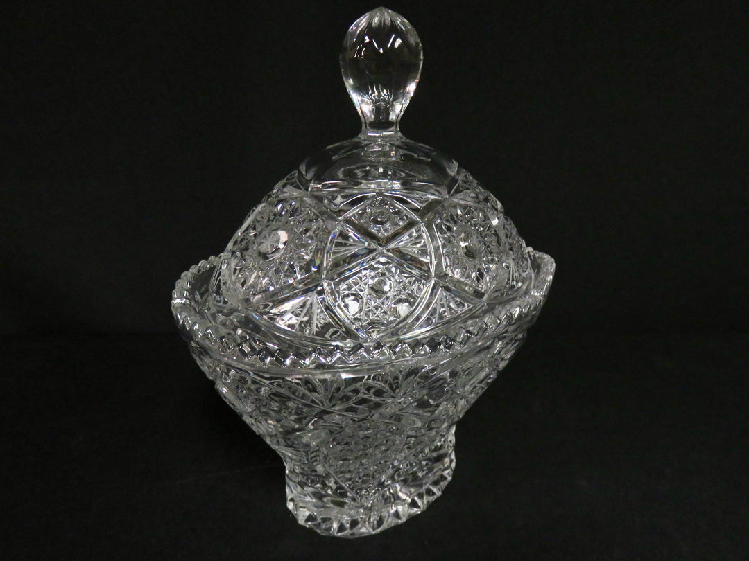 Oval Glass Covered Bowl