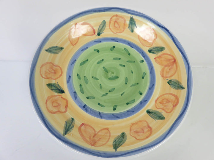 Pottery Bowl with Floral Rim
