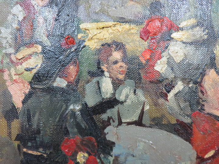 Vintage Original Oil Picnic Scene