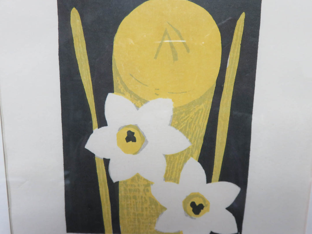 Abstract Daffodils Wood Block Print