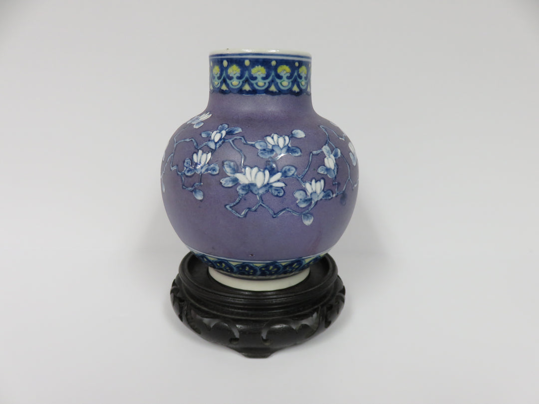 Japanese Floral Vase on Stand