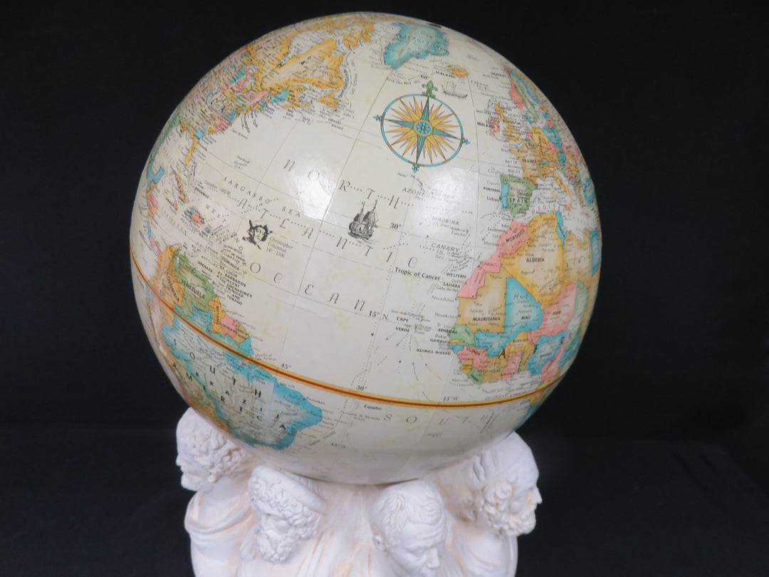 Vintage Replogle 16" Globe on Plaster Base