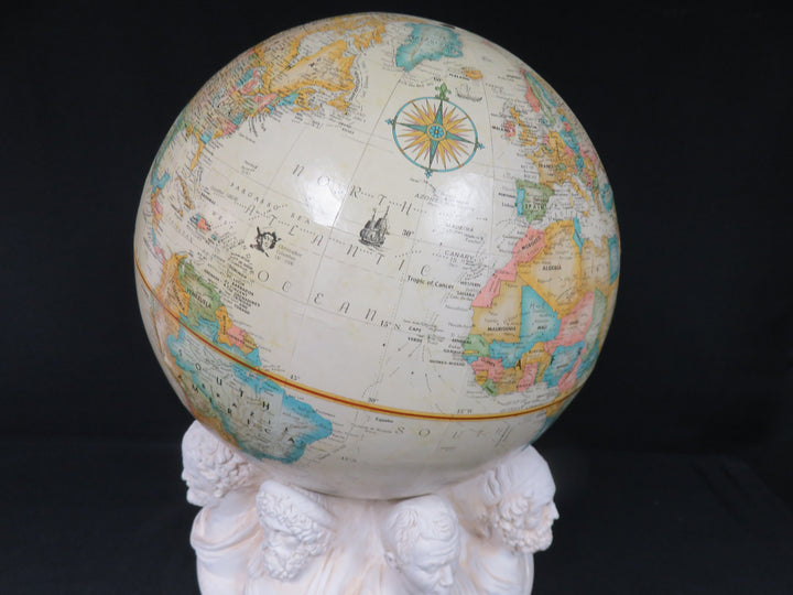 Vintage Replogle 16" Globe on Plaster Base