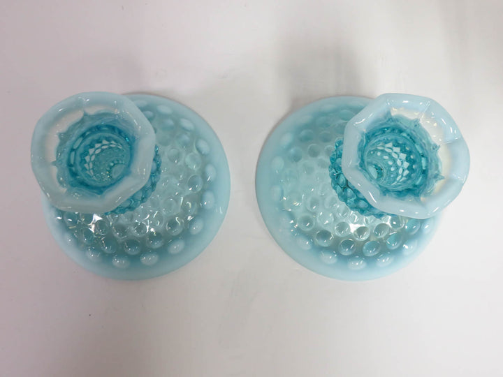 Fenton Blue Opalescent Candlesticks