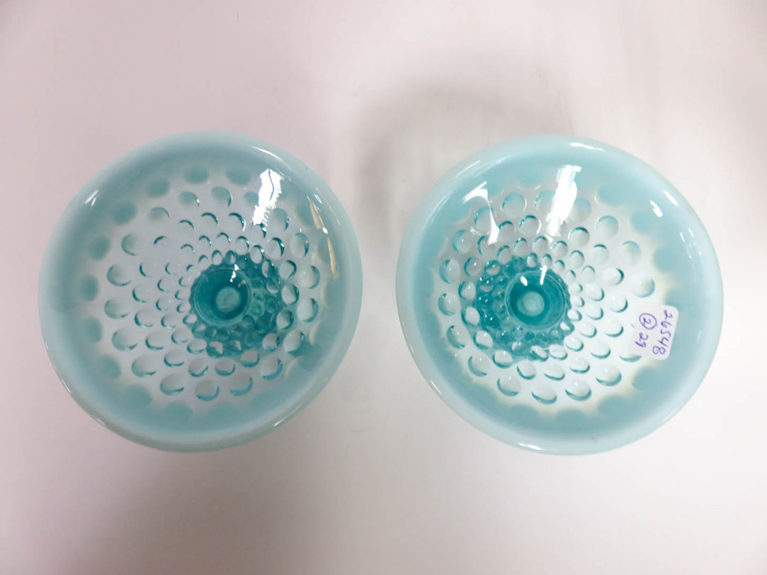 Fenton Blue Opalescent Candlesticks