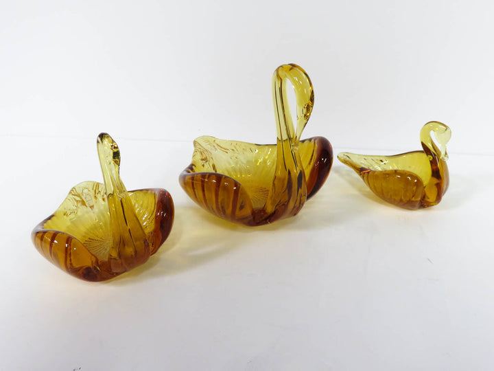 Art Glass Swan Trinket Dishes