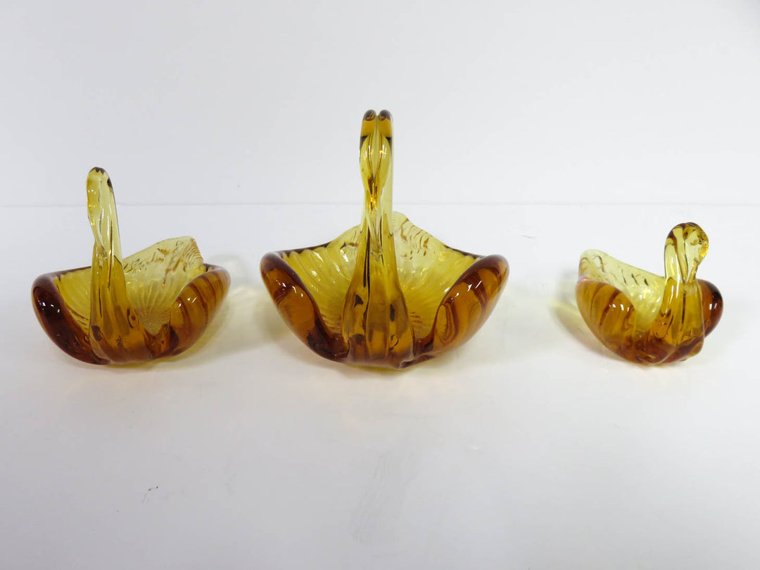 Art Glass Swan Trinket Dishes