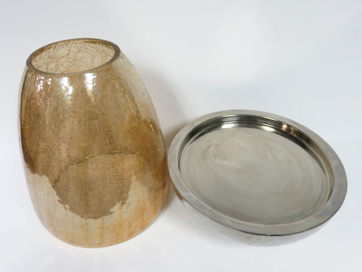 Crackled Amber Candleholder