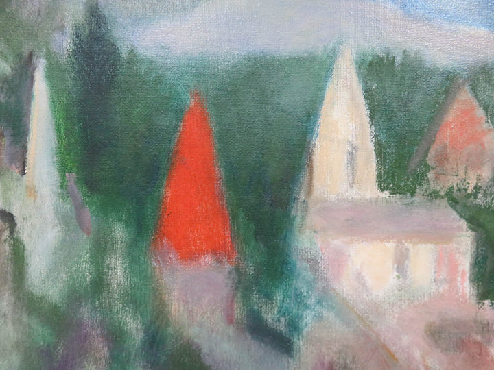 Town Scene Original Oil Painting