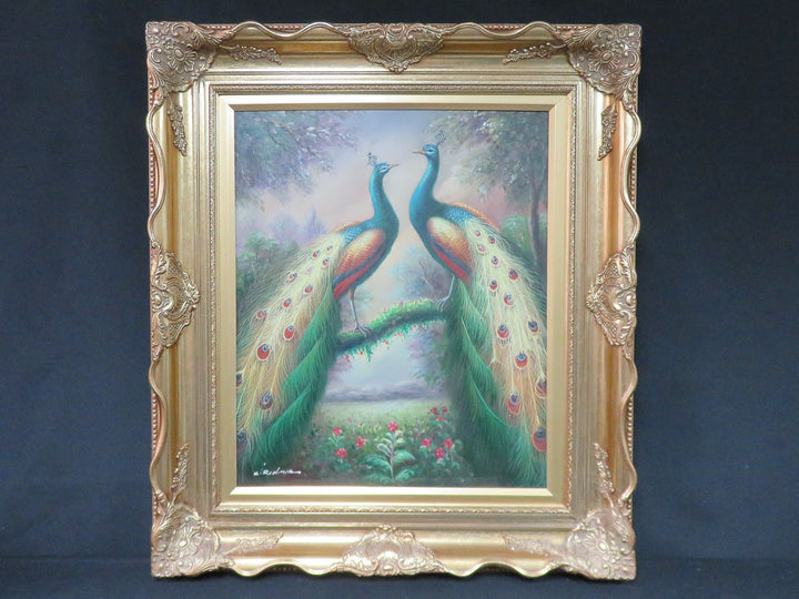 Original Oil Painting of Peacocks