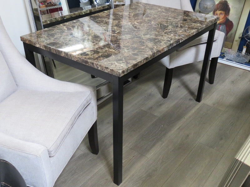 Metal and Faux Stone Table