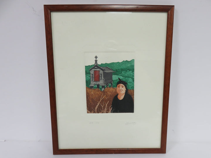 Embossed Print of Spanish Peasant Woman