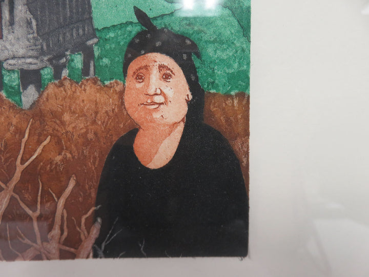 Embossed Print of Spanish Peasant Woman