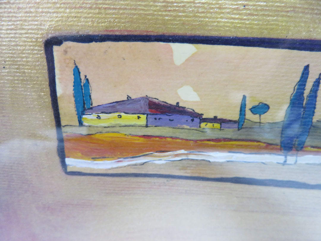 Cypress Trees and Villa Artwork