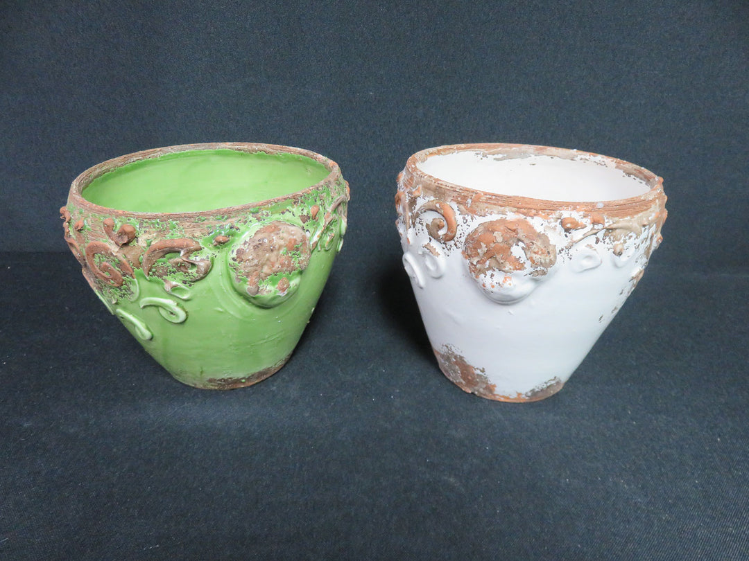 Green and Cream Italian Planters